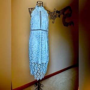 NWT BARDOT Elegant Past Blue Lace Halter DressLarge/10 lined
